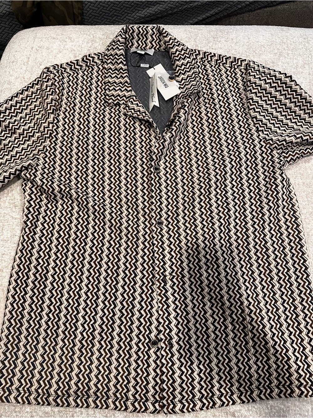 Jason Wu Black & Cream Zigzag Short-Sleeve Button Shirt